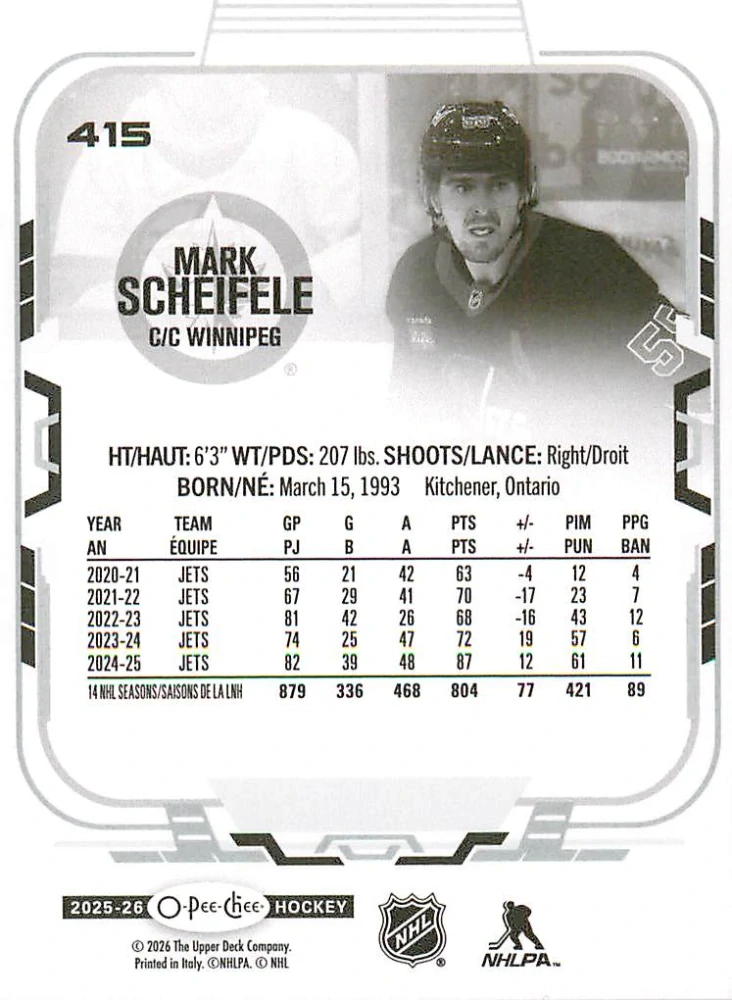 2025-26 UD O-Pee-Chee - Mark Scheifele #415
