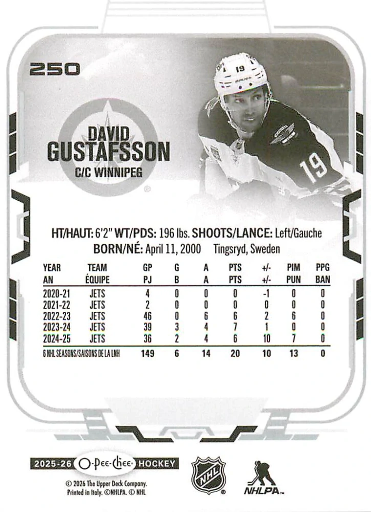 2025-26 UD O-Pee-Chee - David Gustafsson #250