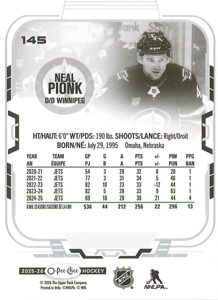 2025-26 UD O-Pee-Chee - Neal Pionk #145