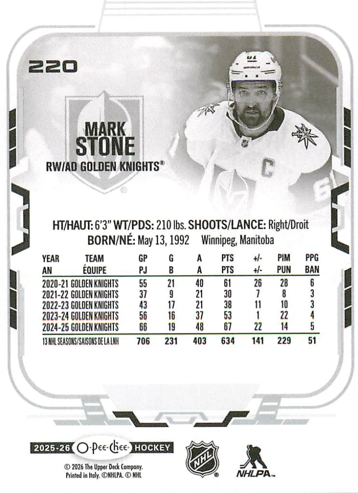 2025-26 UD O-Pee-Chee - Mark Stone #220
