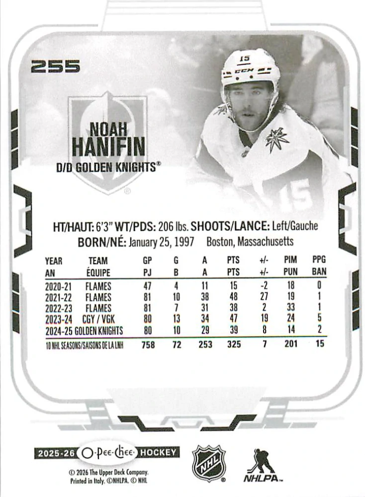 2025-26 UD O-Pee-Chee - Noah Hanifin #255