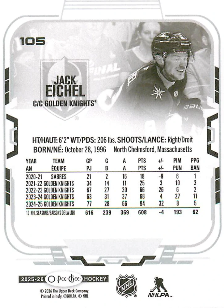 2025-26 UD O-Pee-Chee - Jack Eichel #105