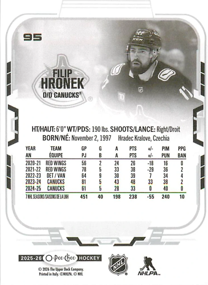 2025-26 UD O-Pee-Chee - Filip Hronek #95