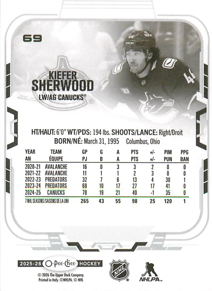 2025-26 UD O-Pee-Chee - Kiefer Sherwood #69
