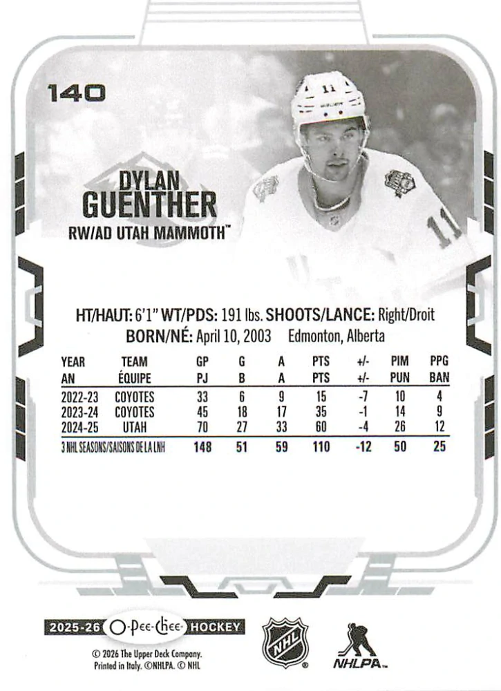2025-26 UD O-Pee-Chee - Dylan Guenther #140