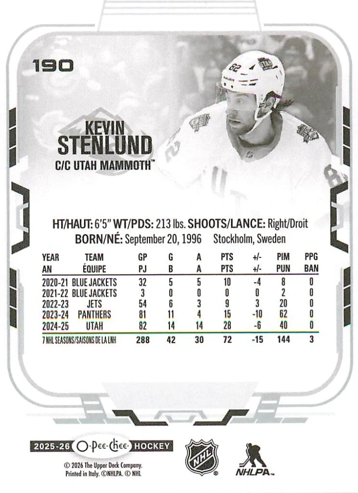 2025-26 UD O-Pee-Chee - Kevin Stenlund #190