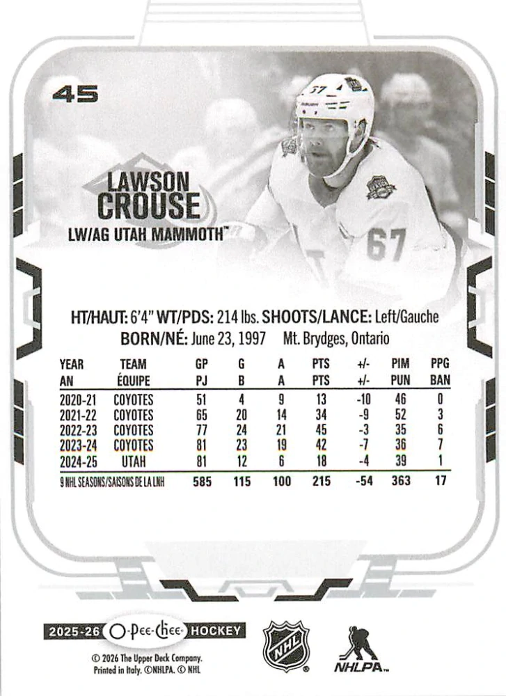 2025-26 UD O-Pee-Chee - Lawson Crouse #45