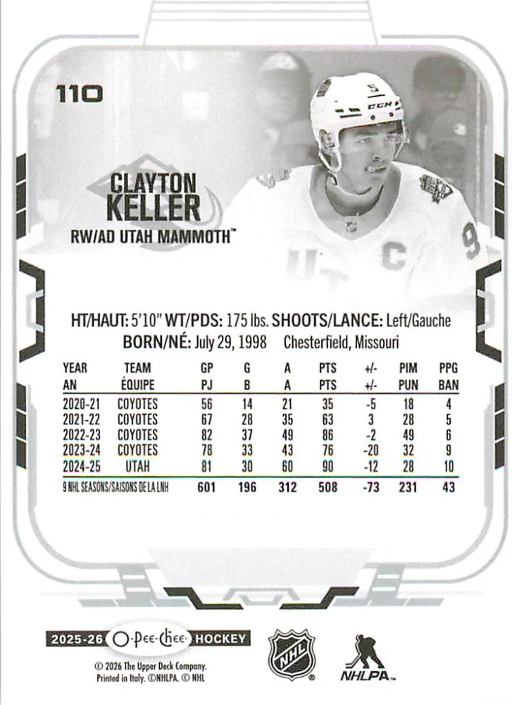 2025-26 UD O-Pee-Chee - Clayton Keller #110