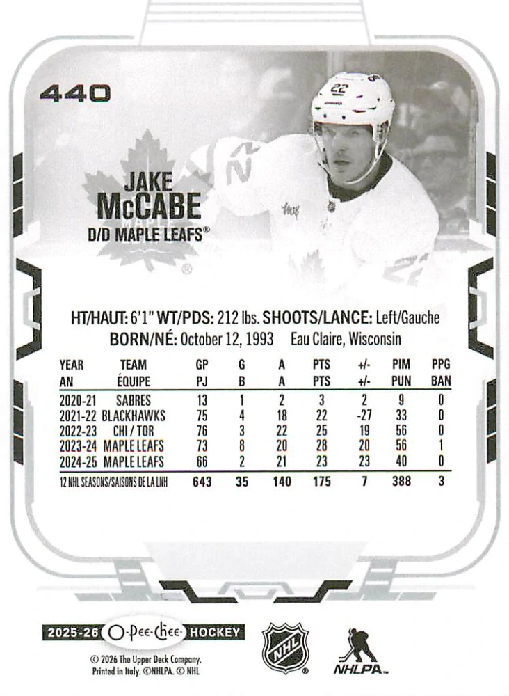 2025-26 UD O-Pee-Chee - Jake McCabe #440