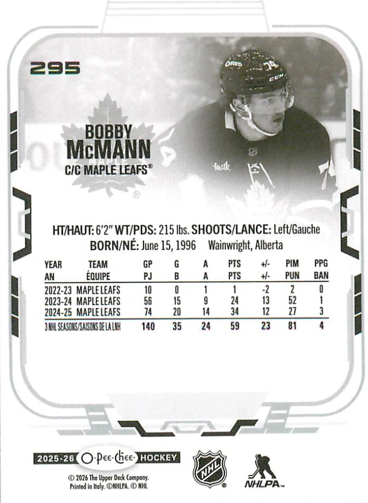 2025-26 UD O-Pee-Chee - Bobby McMann #295