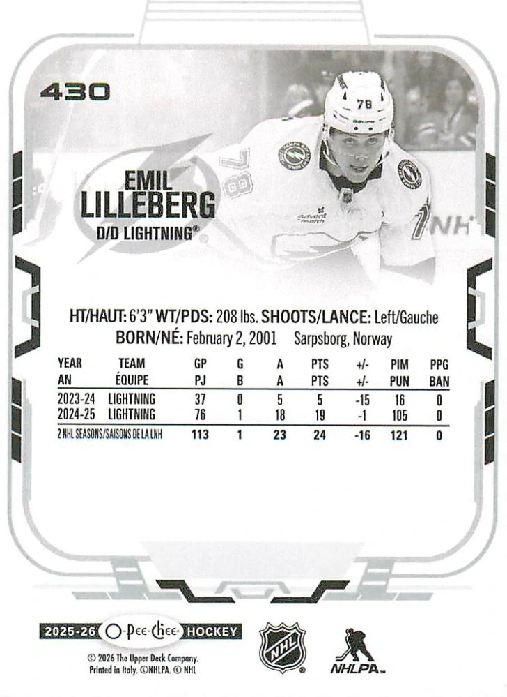 2025-26 UD O-Pee-Chee - Emil Lilleberg #430