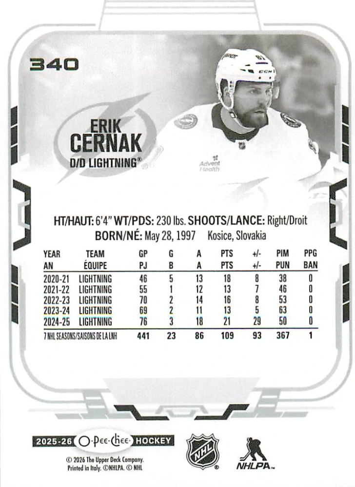 2025-26 UD O-Pee-Chee - Erik Černák #340