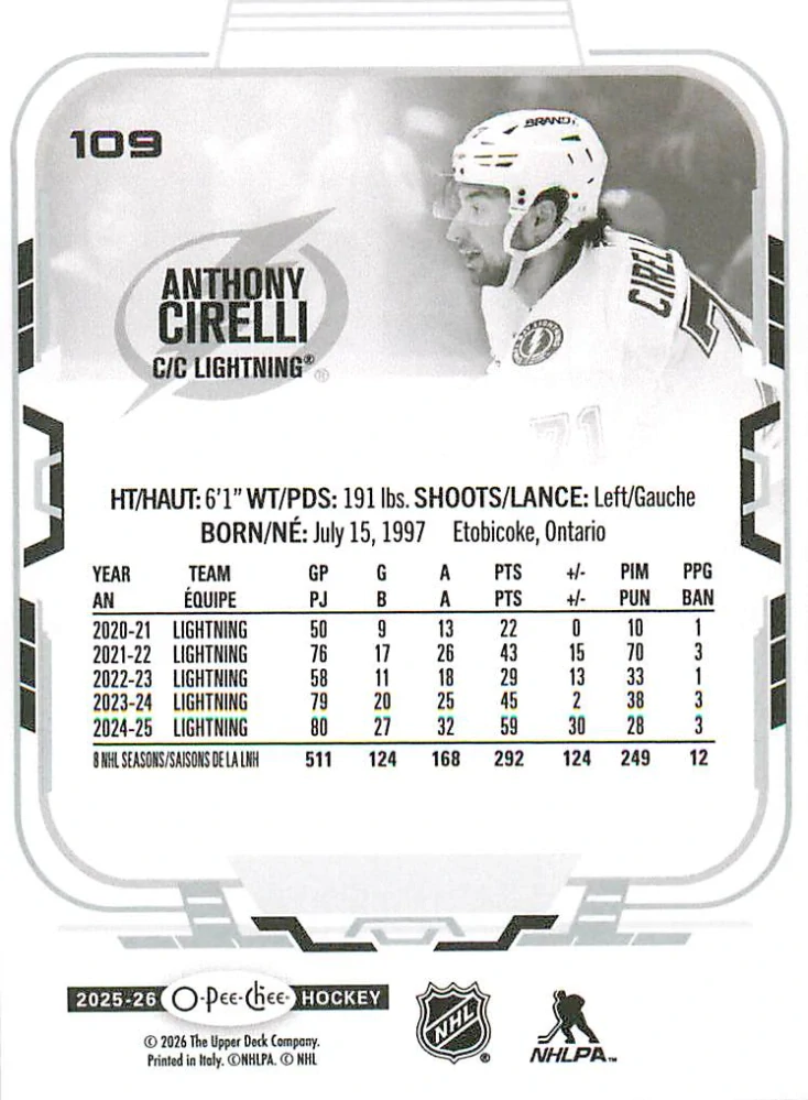 2025-26 UD O-Pee-Chee - Anthony Cirelli #109