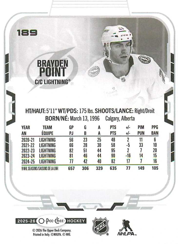 2025-26 UD O-Pee-Chee - Brayden Point #189