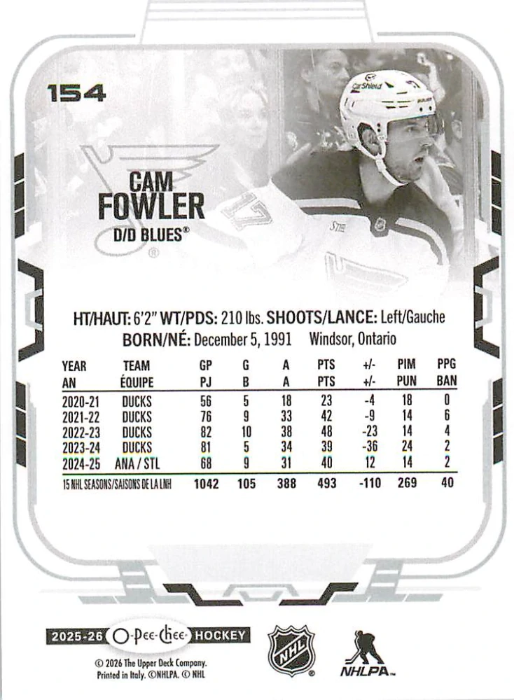 2025-26 UD O-Pee-Chee - Cam Fowler #154