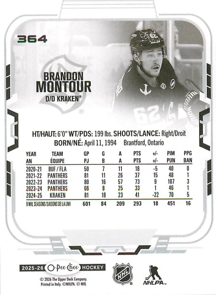 2025-26 UD O-Pee-Chee - Brandon Montour #364