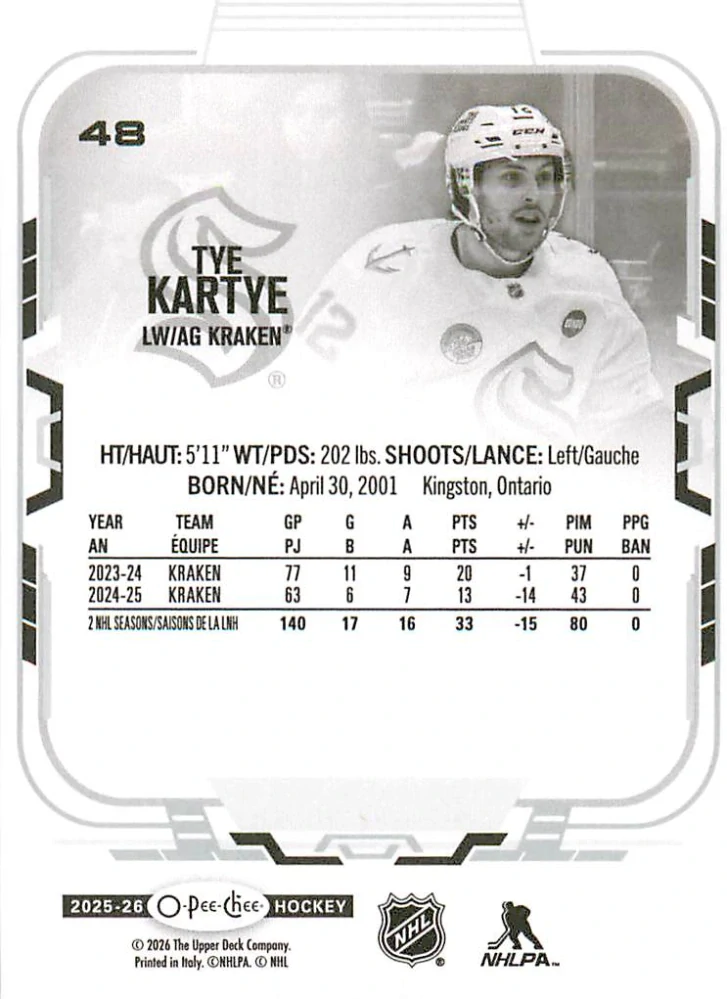 2025-26 UD O-Pee-Chee - Tye Kartye #48