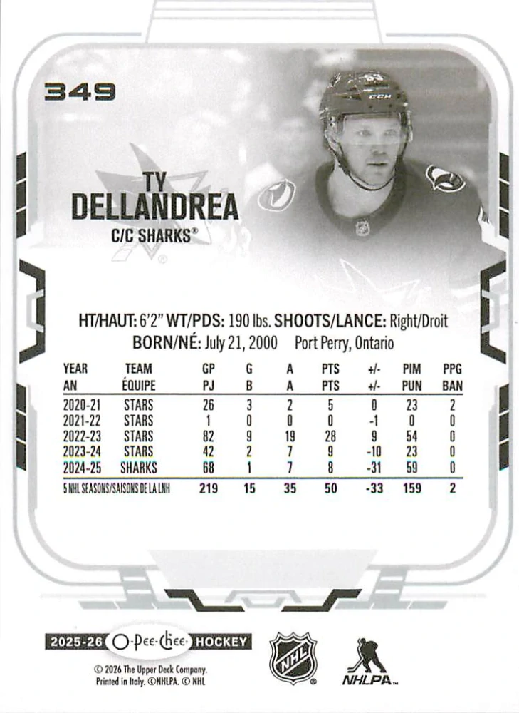 2025-26 UD O-Pee-Chee - Ty Dellandrea #349
