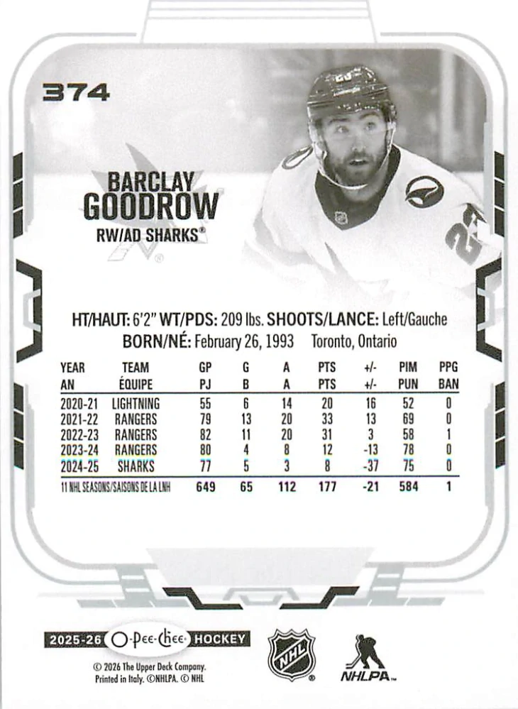2025-26 UD O-Pee-Chee - Barclay Goodrow #374
