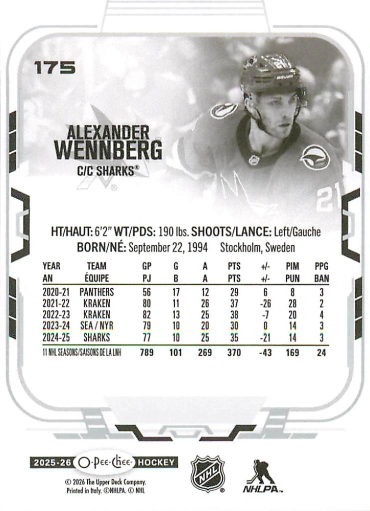 2025-26 UD O-Pee-Chee - Alexander Wennberg #175