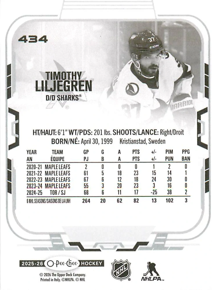 2025-26 UD O-Pee-Chee - Timothy Liljegren #434