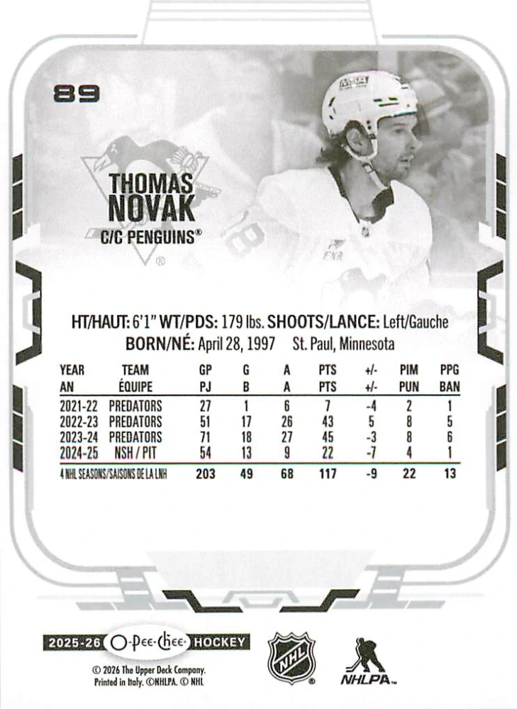 2025-26 UD O-Pee-Chee - Thomas Novak #89