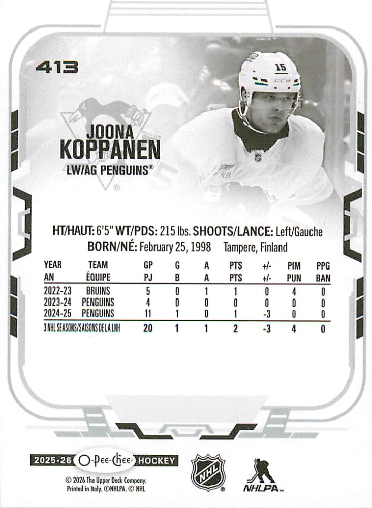 2025-26 UD O-Pee-Chee - Joona Koppanen #413