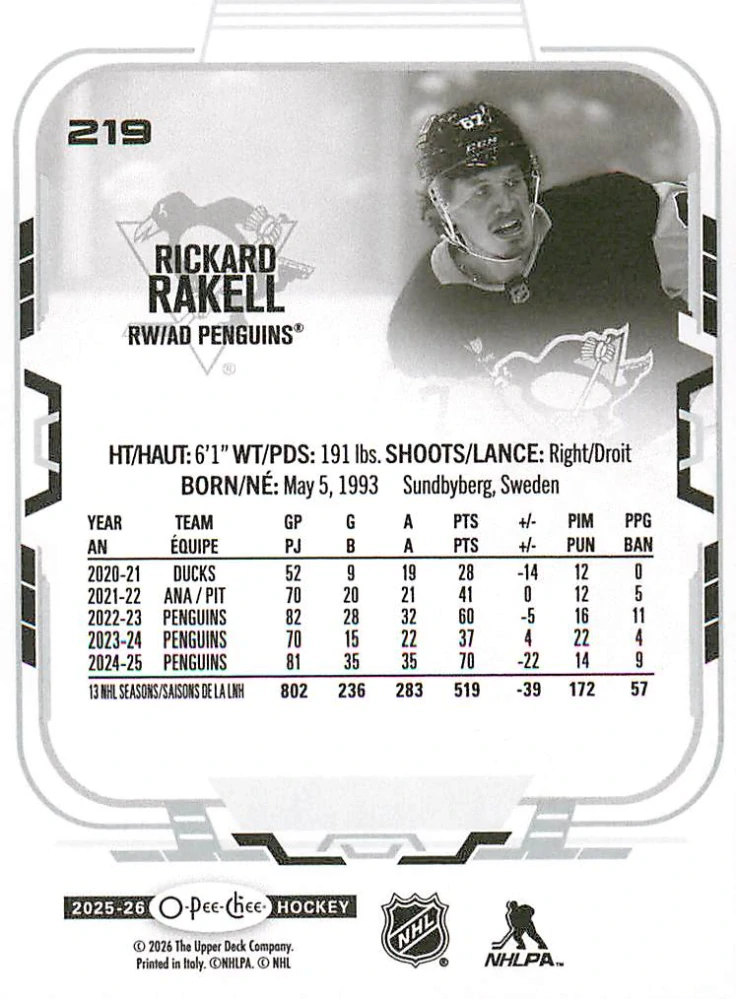 2025-26 UD O-Pee-Chee - Rickard Rakell #219