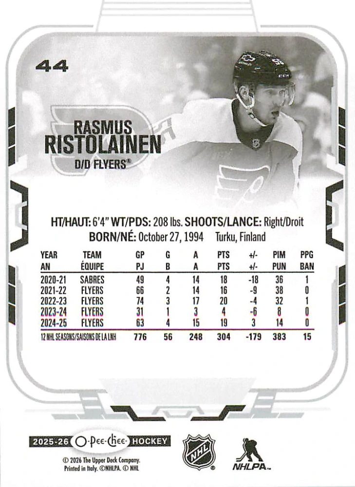 2025-26 UD O-Pee-Chee - Rasmus Ristolainen #44