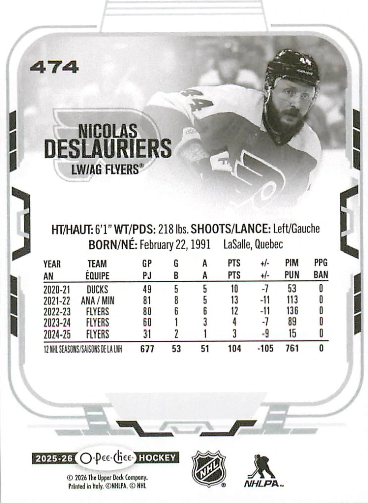 2025-26 UD O-Pee-Chee - Nicolas Deslauriers #474