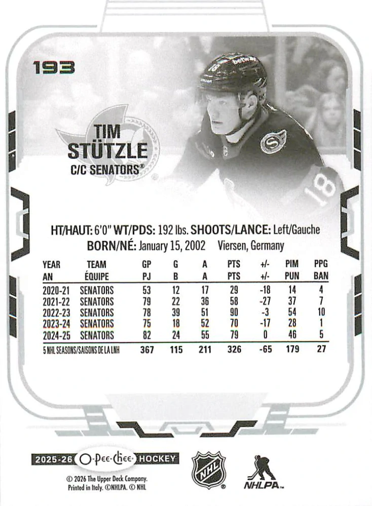 2025-26 UD O-Pee-Chee - Tim Stutzle #193