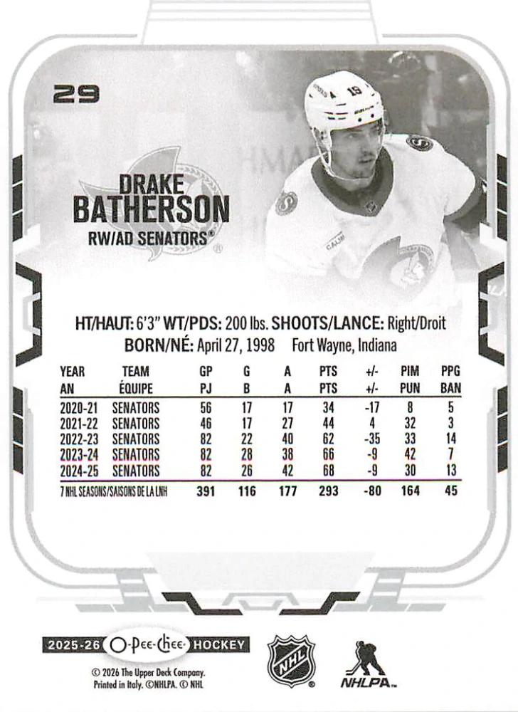 2025-26 UD O-Pee-Chee - Drake Batherson #29