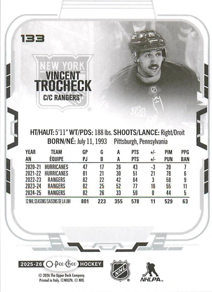 2025-26 UD O-Pee-Chee - Vincent Trocheck #133