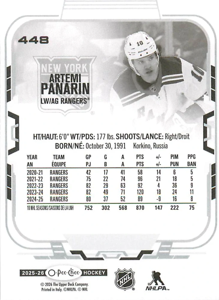 2025-26 UD O-Pee-Chee - Artemi Panarin #448