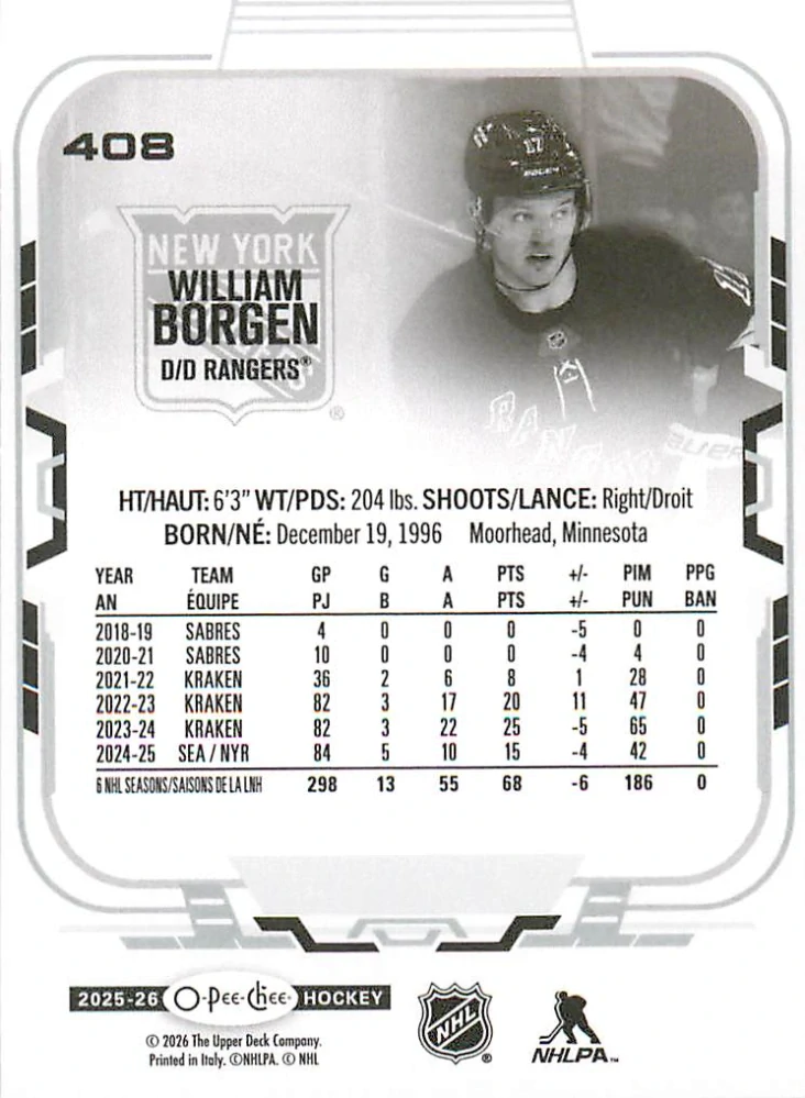 2025-26 UD O-Pee-Chee - William Borgen #408