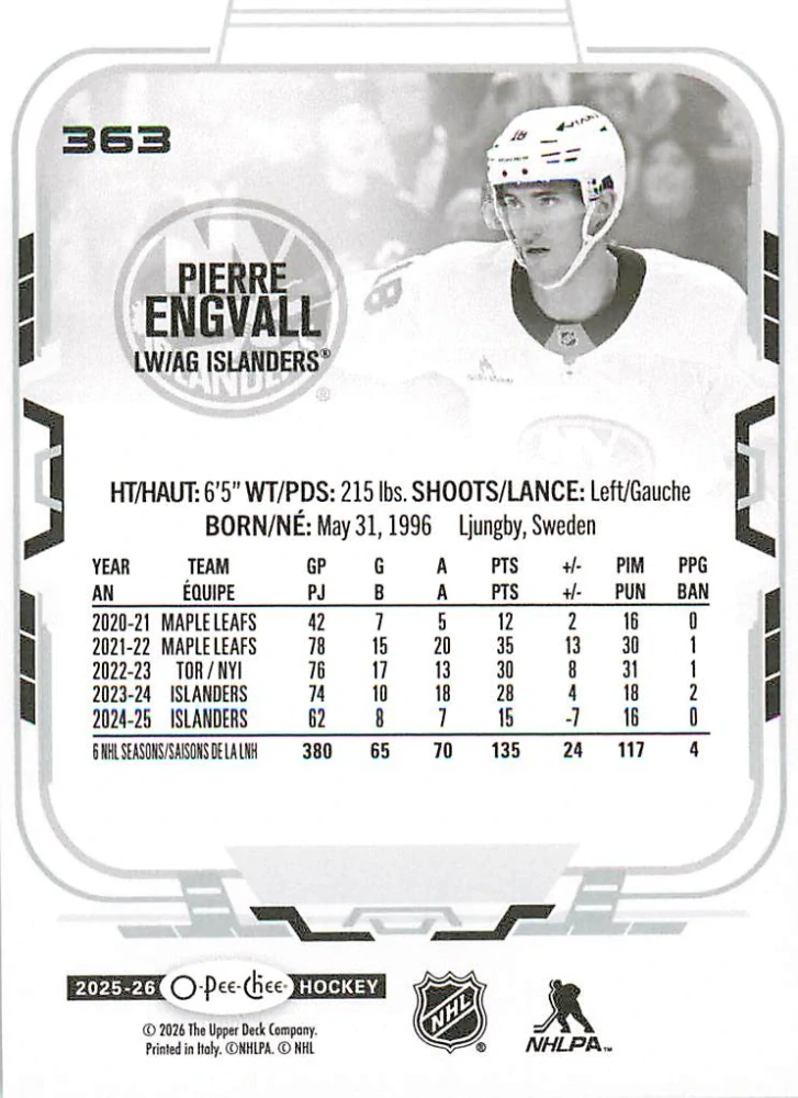 2025-26 UD O-Pee-Chee - Pierre Engvall #363