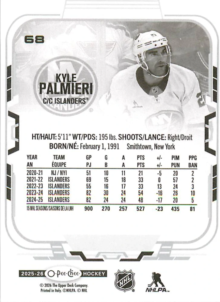 2025-26 UD O-Pee-Chee - Kyle Palmieri #68