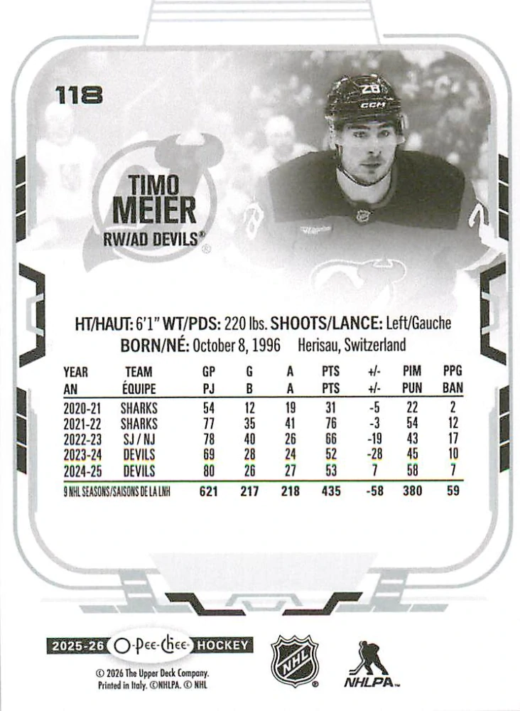 2025-26 UD O-Pee-Chee - Timo Meier #118