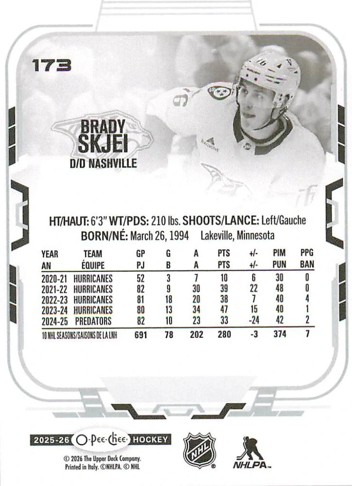 2025-26 UD O-Pee-Chee - Brady Skjei #173