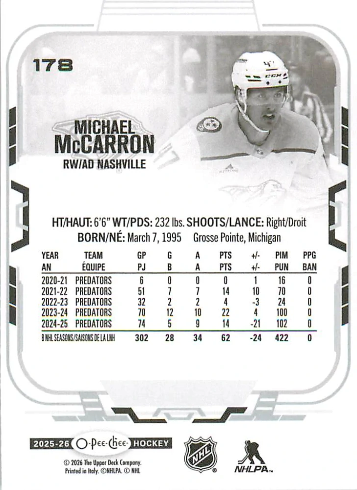 2025-26 UD O-Pee-Chee - Michael McCarron #178