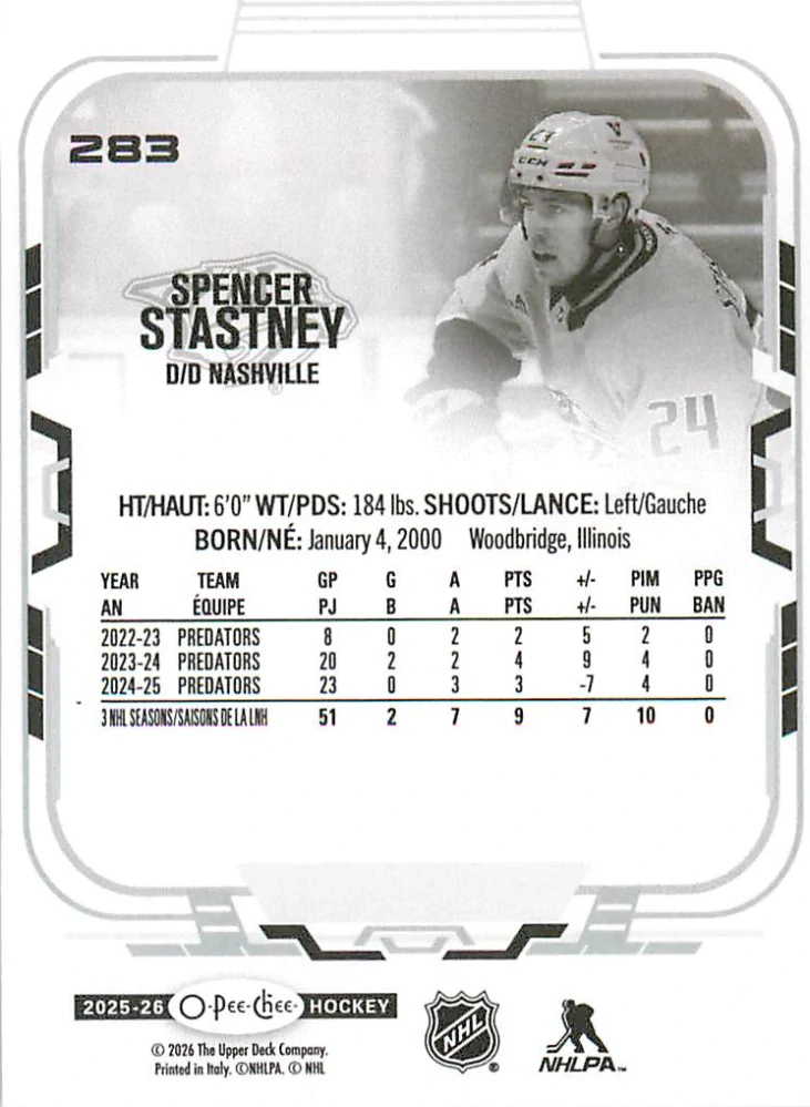 2025-26 UD O-Pee-Chee - Spencer Stastney #283