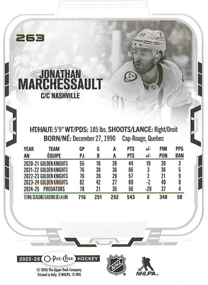 2025-26 UD O-Pee-Chee - Jonathan Marchessault #263