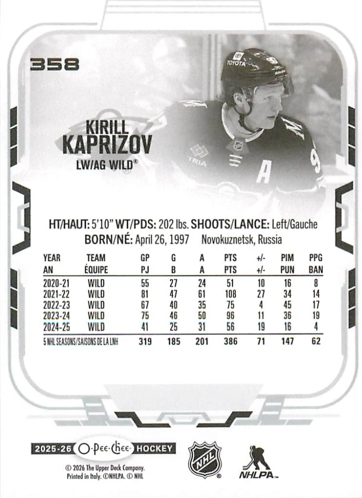 2025-26 UD O-Pee-Chee - Kirill Kaprizov #358