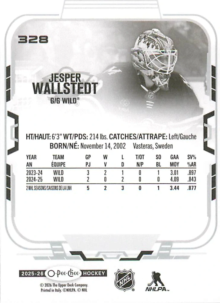 2025-26 UD O-Pee-Chee - Jesper Wallstedt #328