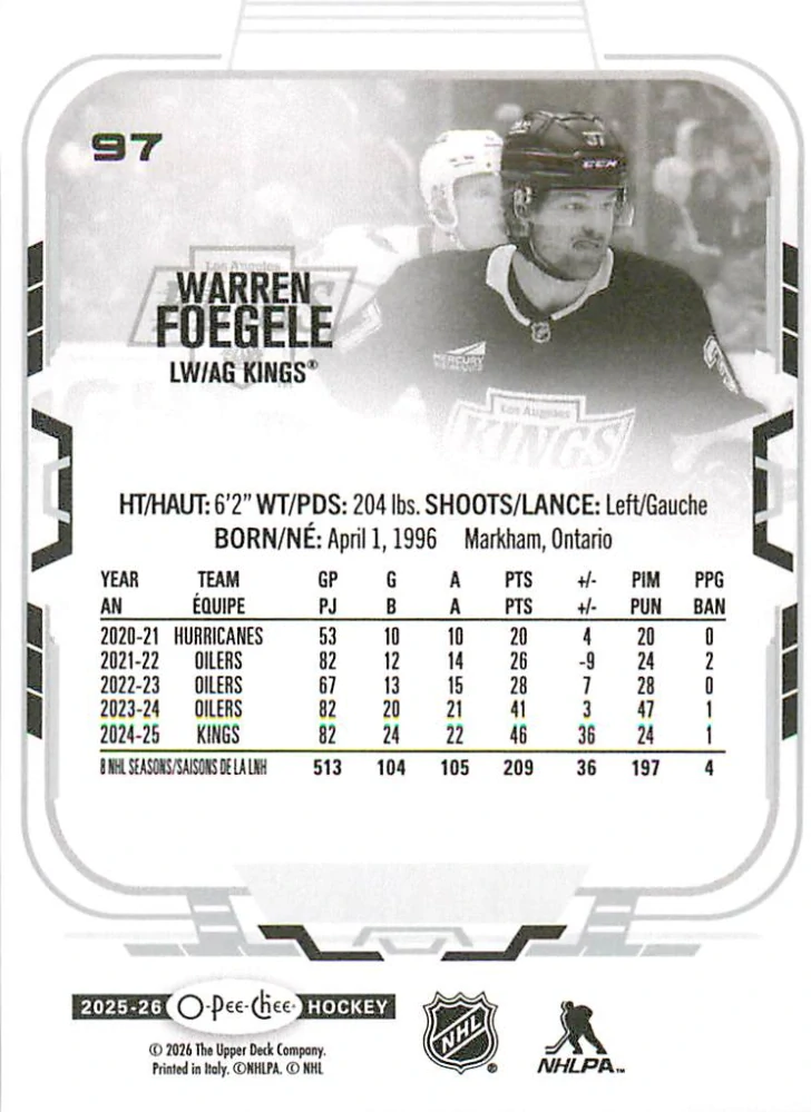 2025-26 UD O-Pee-Chee - Warren Foegele #97