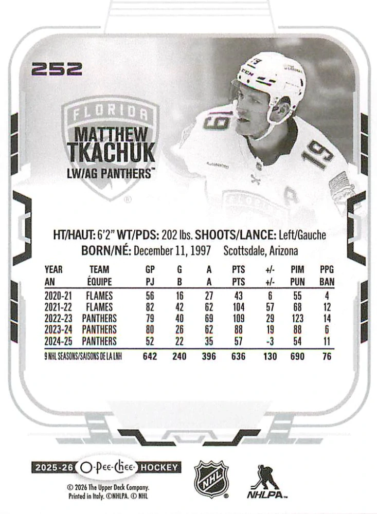 2025-26 UD O-Pee-Chee - Matthew Tkachuk #252