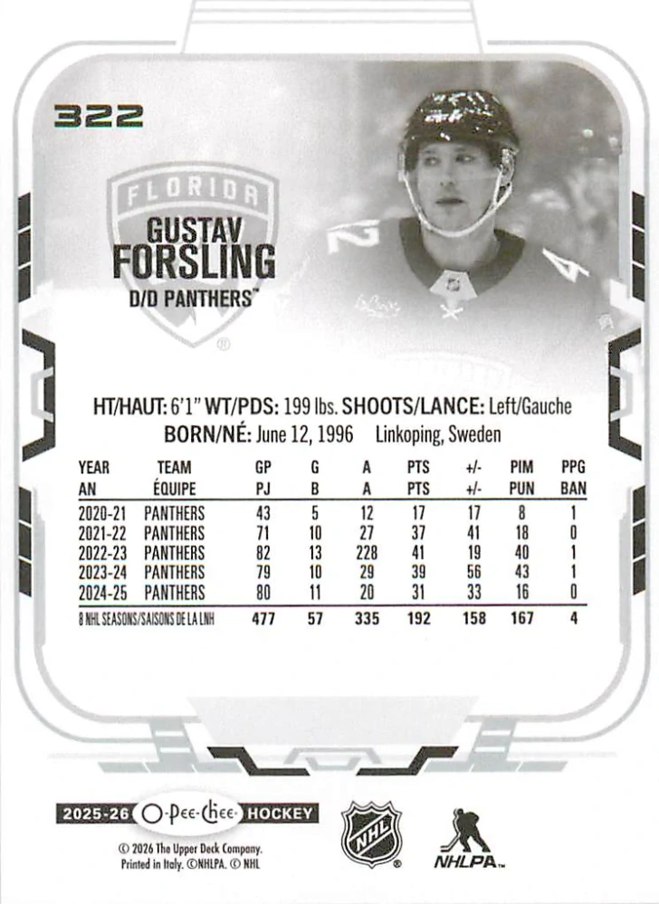 2025-26 UD O-Pee-Chee - Gustav Forsling #322
