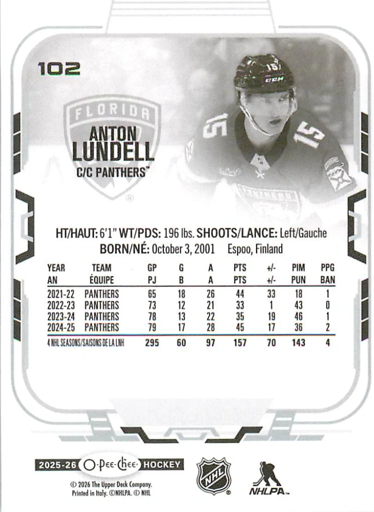 2025-26 UD O-Pee-Chee - Anton Lundell #102