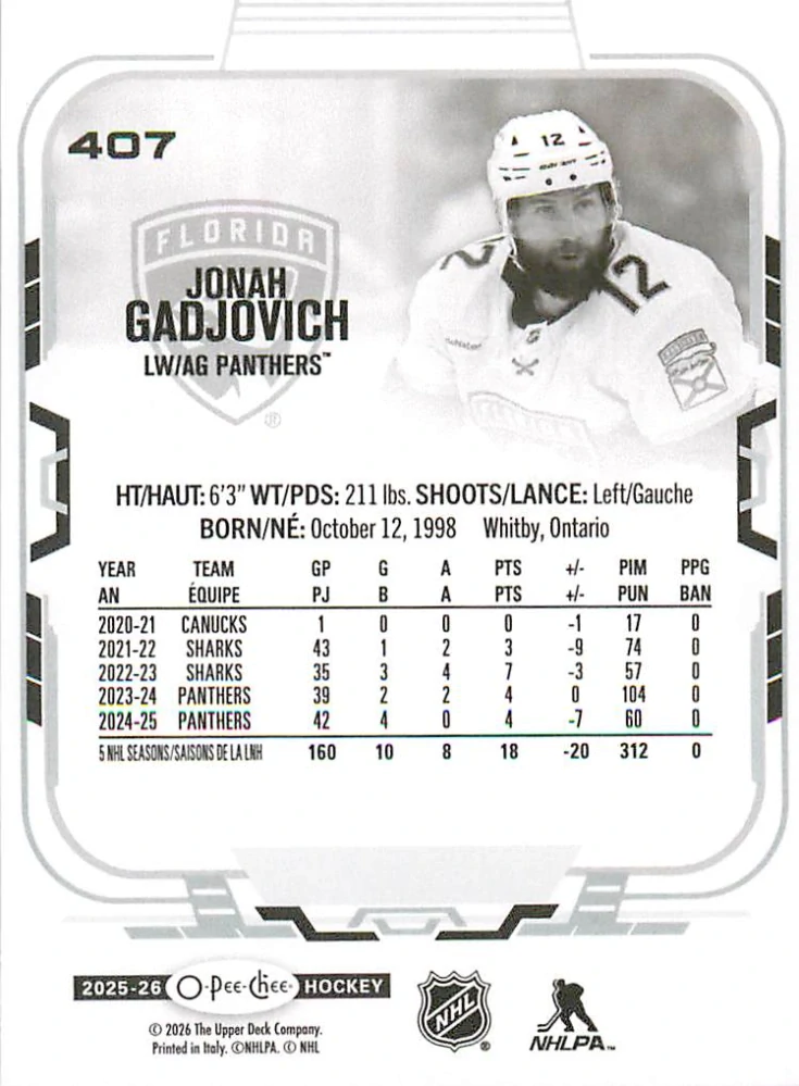 2025-26 UD O-Pee-Chee - Jonah Gadjovich #407