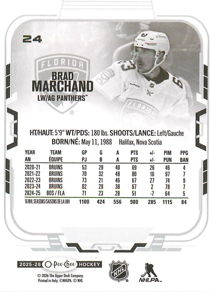 2025-26 UD O-Pee-Chee - Brad Marchand #24